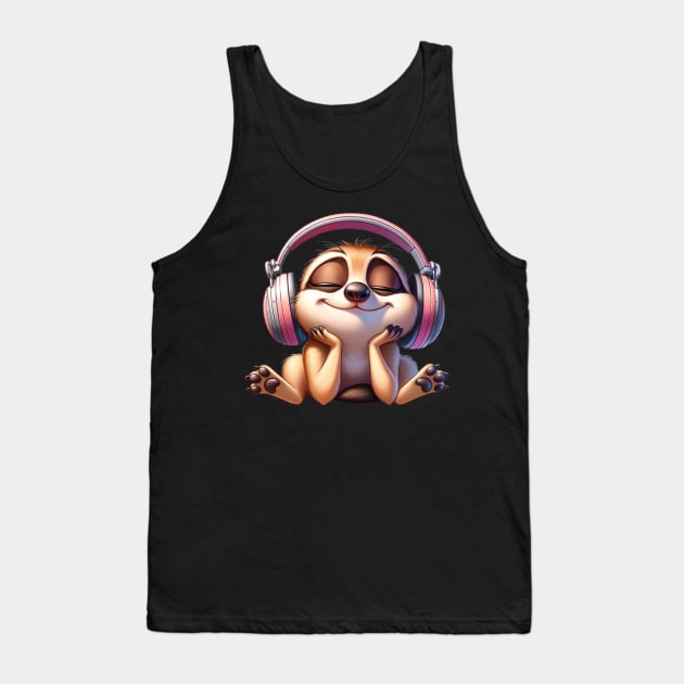 Blissful Meerkat DJ – Grooving to the Beat of Chill Vibes Tee Tank Top by vk09design